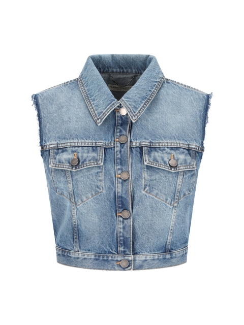DENIM SLEEVELESS TRUCKER JACKET