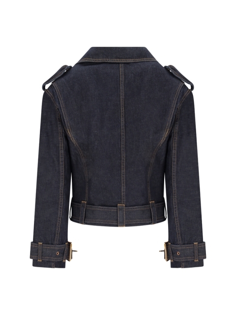 CRUSH DENIM BIKER JACKET