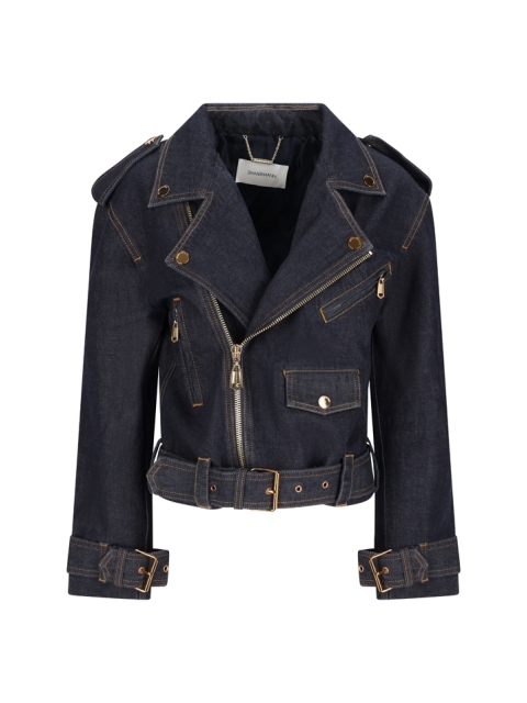 CRUSH DENIM BIKER JACKET
