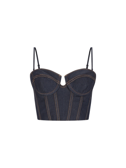 CRUSH DENIM CORSET TOP