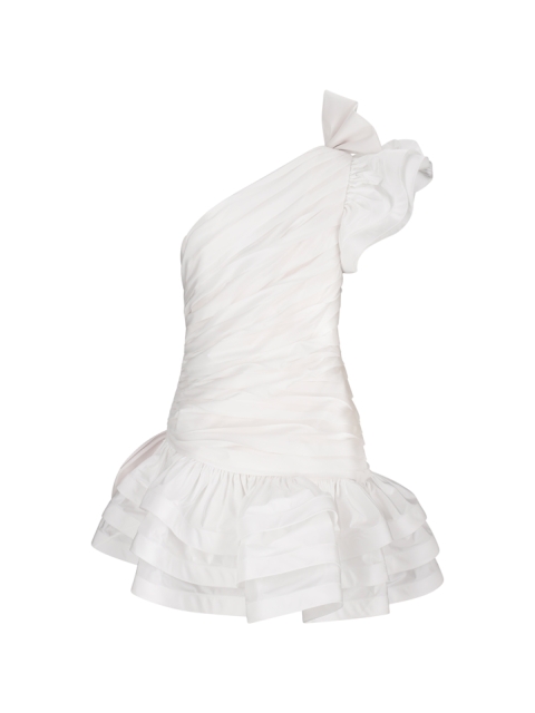 TAFFETA MINI DRESS WITH BOWS AND RUCHES