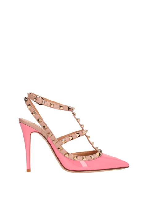 ROCKSTUD PUMPS IN PATENT LEATHER WITH STRAPS